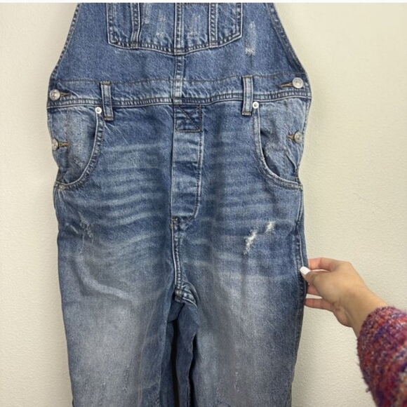 We The Free People Baggy Boyfriend Slouchy Overalls Denim Jumpsuit Overalls 27 - Picture 9 of 15